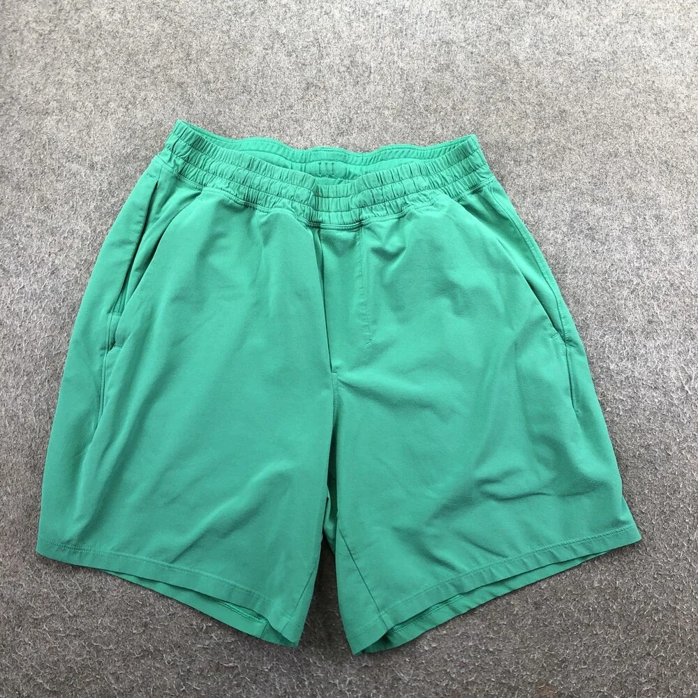 Lululemon Shorts Mens Small Green Microfiber 9 Inch Running Gym Pockets